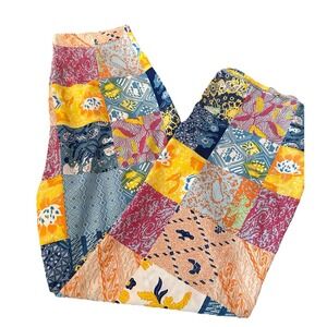 Cider Patchwork Pants Multicolor Lightweight Straight Leg Side Zip Sz L